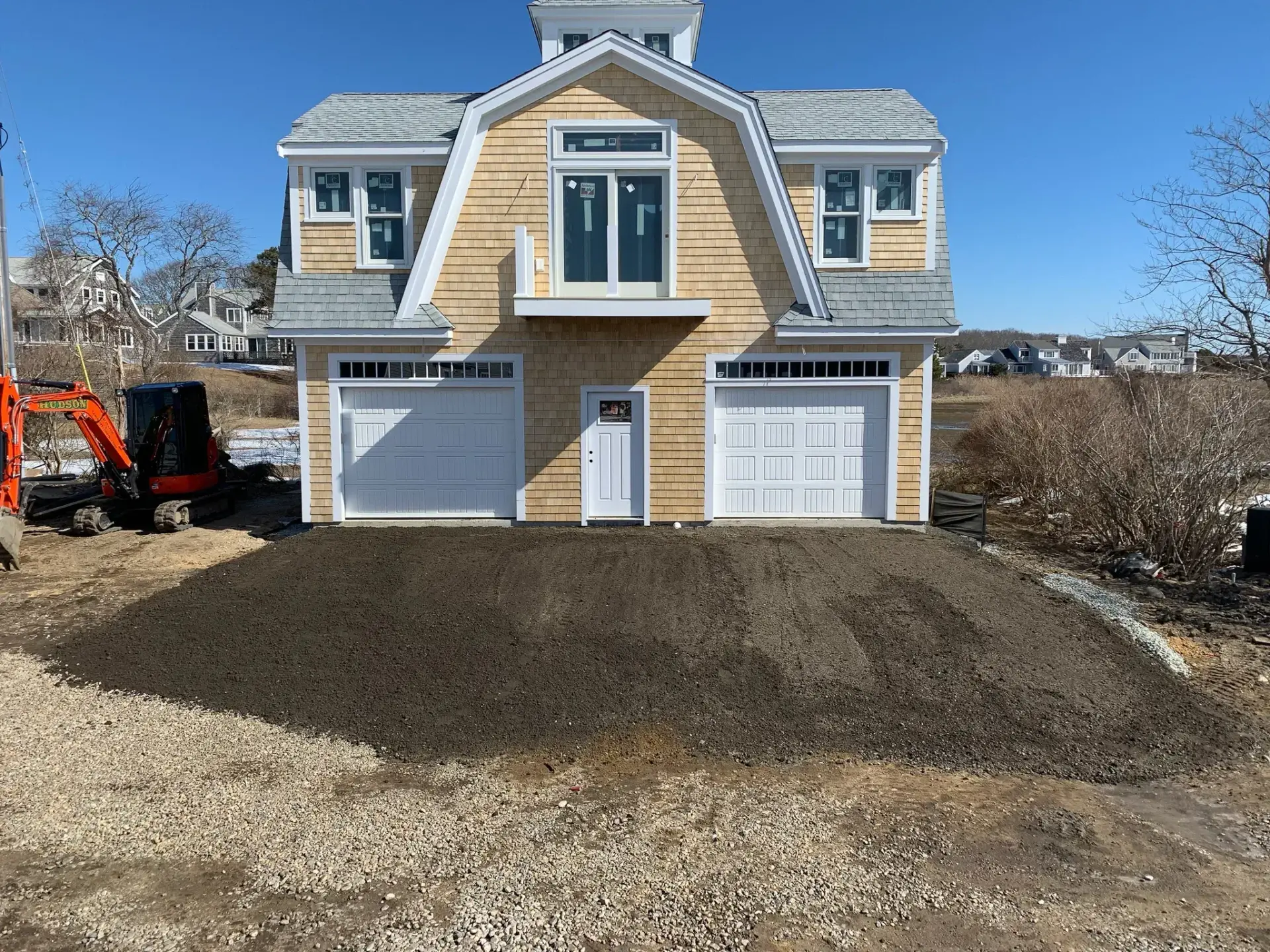 Detached two-car garage with accessory dwelling unit above on Cape Cod built by Tuleika Building Company